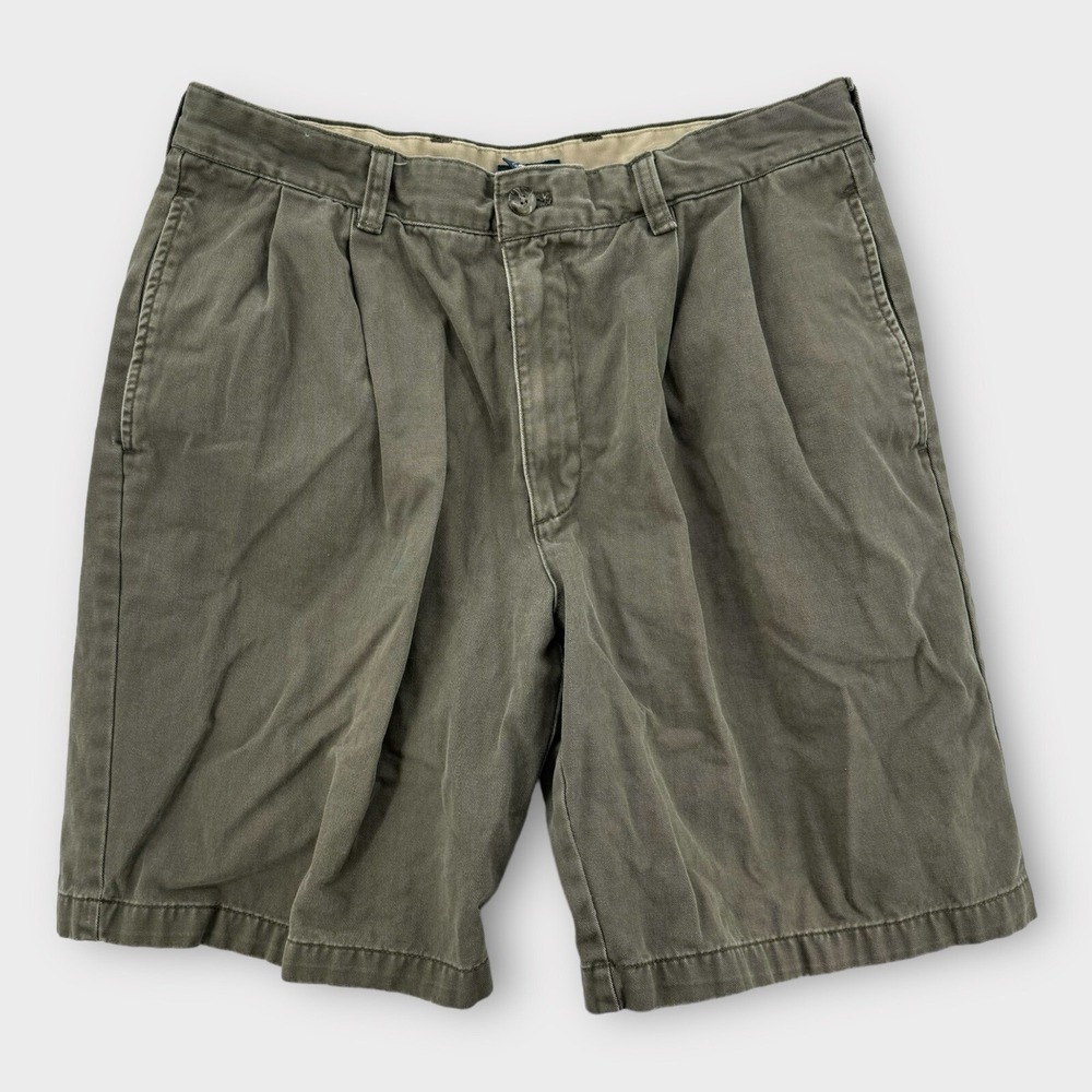 IZOD Chino Shorts‎ Mens 34 Gray Flat Front Walking Casual Cotton Y2K